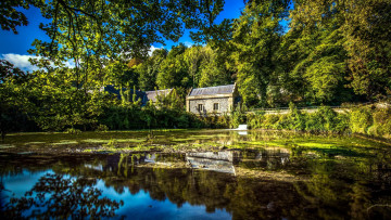 обоя mill pond, west sussex, england, города, - здания,  дома, mill, pond, west, sussex