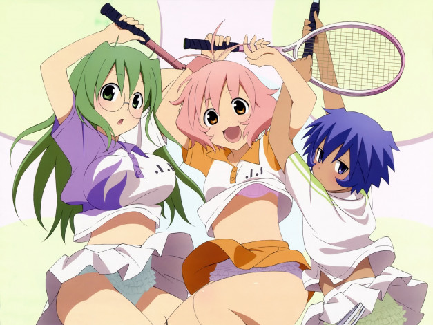 Обои картинки фото аниме, soft, tennis, девушки, тенис