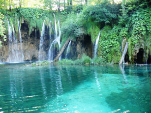 обоя природа, водопады, водоем, зелень
