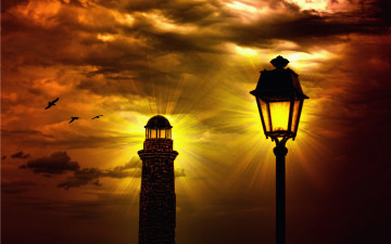 обоя природа, маяки, маяк, свет, ночь, фонарь