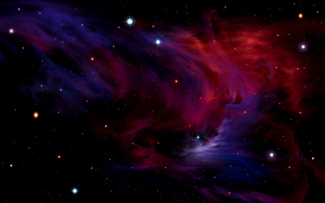 Обои картинки фото космос, галактики, туманности, синяя, красная, туманность