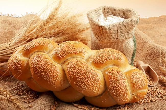 Обои картинки фото еда, хлеб, выпечка, зерно, кунжут, плетёнка