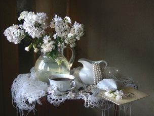 Картинка цветы луговые+ полевые +цветы игла ожерелье чашка букет
