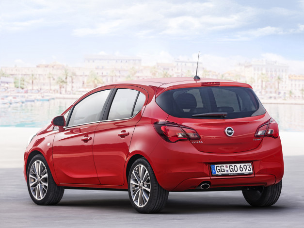 Обои картинки фото автомобили, opel, красный, 5-door, corsa, 2014г