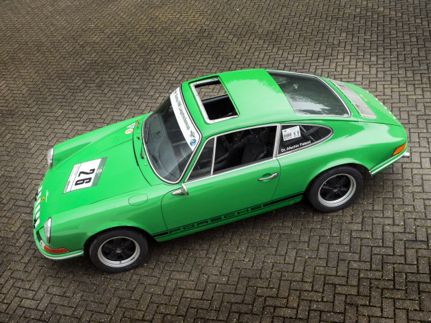 Обои картинки фото автомобили, porsche, 911, 2-2, s-t, coupe, зеленый