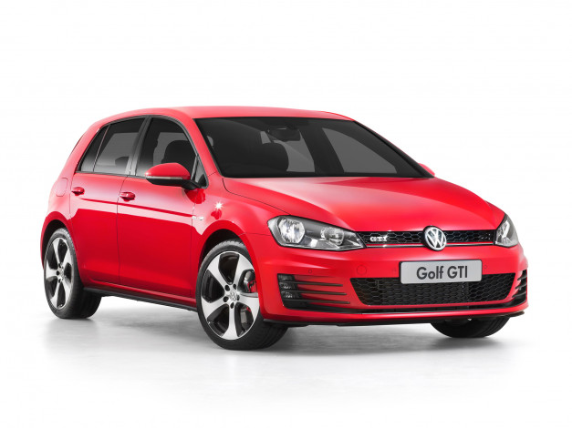 Обои картинки фото автомобили, volkswagen, красный, 2013г, gti, typ, 5g, au-spec, 5-door, golf