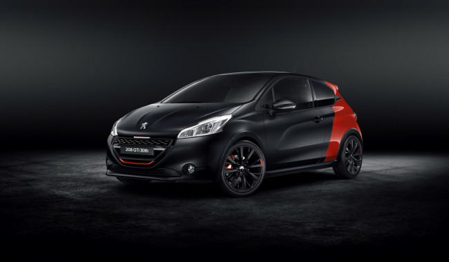 Обои картинки фото 2014 peugeot 208 gti 30th anniversary limited edition, автомобили, peugeot, черный, тюнинг