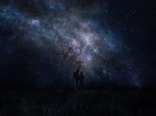 Картинка аниме unknown +другое туманность млечный путь люди красота ночь звёздное небо iy tujiki