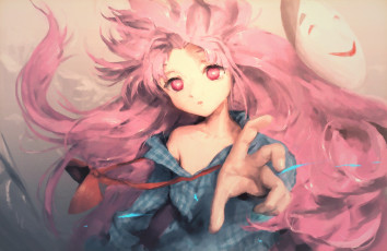 Картинка аниме touhou арт soe hata no kokoro розовые волосы взгляд девочка