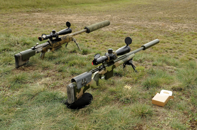Обои картинки фото оружие, винтовки с прицеломприцелы, трава, винтовки, снайперские