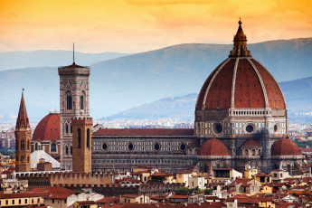 обоя города, флоренция , италия, собор, крыши