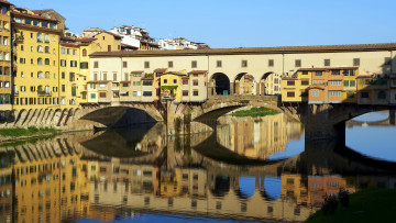 обоя города, флоренция , италия, река, мост