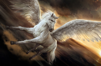 Картинка фэнтези пегасы конь фон крылья