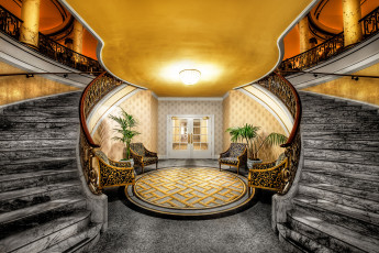 Картинка интерьер кафе рестораны отели отель hotel пальмы кресла лестница фойе