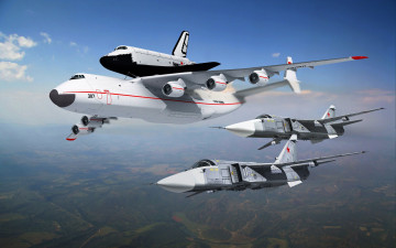 Картинка эскорт авиация 3д рисованые graphic сопровождение мрия буран