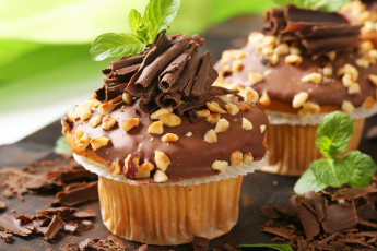 Картинка еда пирожные +кексы +печенье шоколад пирожное маффины мята орехи
