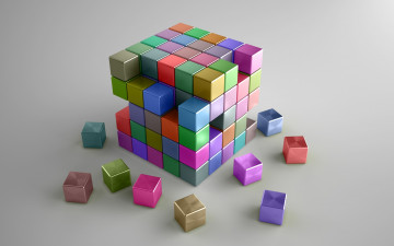 обоя 3д графика, моделирование , modeling, цвета, кубики