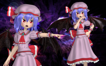 обоя remilia, 3д графика, аниме , anime, взгляд, девушки