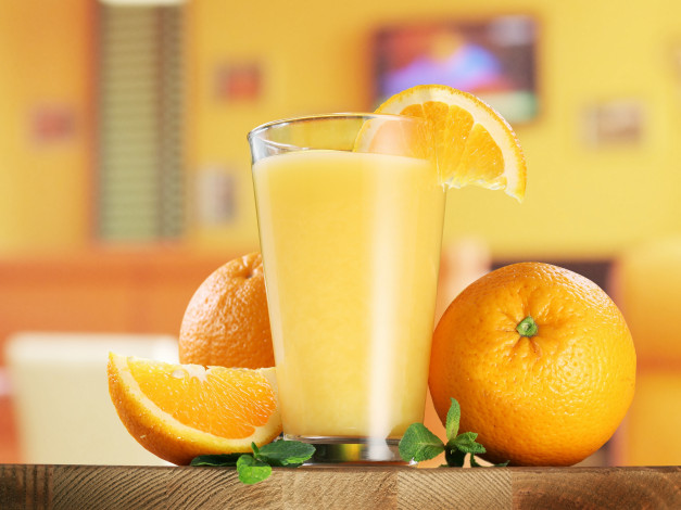 Обои картинки фото еда, напитки,  сок, апельсиновый, стакан, апельсины, сок