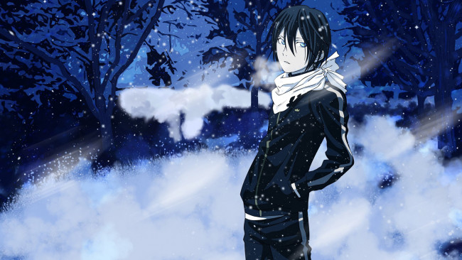 Обои картинки фото аниме, noragami, снег, yato