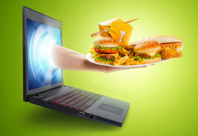 Обои картинки фото еда, бутерброды,  гамбургеры,  канапе, гамбургер, фастфуд, ноутбук