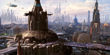 Картинка фэнтези иные+миры +иные+времена будущее небоскребы город рендер мегаполис