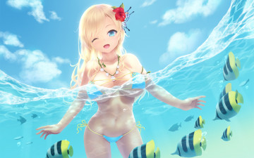 Картинка аниме boku+wa+tomodachi+ga+sukunai девушка вода рыбки