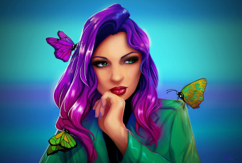 Картинка рисованное люди бабочки девушка