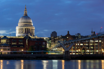 Картинка города лондон+ великобритания освещение здания мост водоем