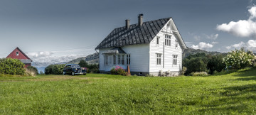 Картинка норвегия города -+здания +дома машина трава автомобиль растения деревья цветы