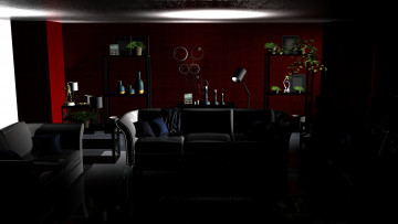 обоя 3д графика, реализм , realism, диван, комната