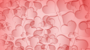 обоя векторная графика, сердечки , hearts, background, pink, texture, flower, love, red, leafs, abstraction