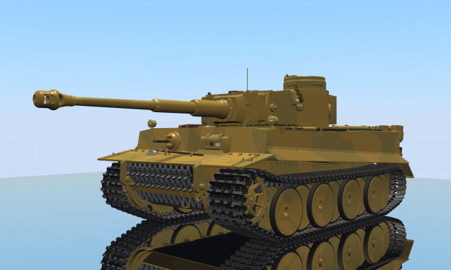 Обои картинки фото танк, 3д графика, моделирование , modeling, тигр, 131, вид, с, лева