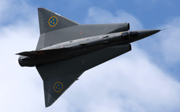 обоя saab 35 draken, авиация, боевые самолёты, самолет, полет, небо