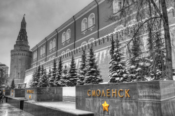 Картинка города москва россия монумент кремлёвская стена кремль зима ели