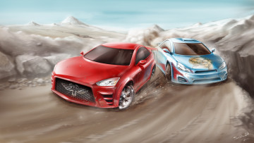 Картинка рисованные авто мото гонки