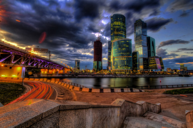 Обои картинки фото москва, сити, города, россия, мост, москва-сити, пресненская, набережная