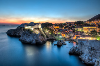 Картинка dubrovnik croatia города дубровник хорватия море закат пейзаж панорама побережье