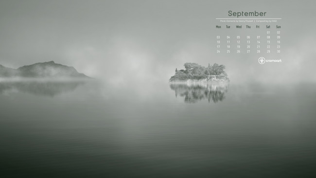 Обои картинки фото календари, природа, остров, туман