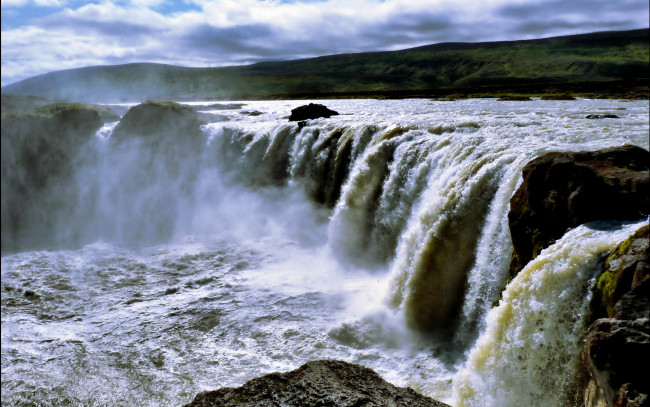 Обои картинки фото исландия, godafoss, waterfall, природа, водопады, водопад