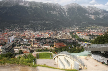 Картинка австрия тироль иннсбрук города панорамы горы мосты дороги дома