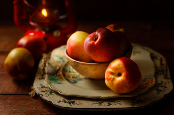 Картинка еда персики сливы абрикосы нектарины тарелки