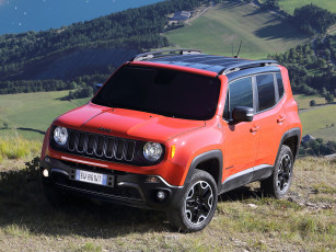 обоя автомобили, jeep, 2014г, eu-spec, trailhawk, renegade, красный