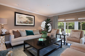 Картинка интерьер гостиная картина стиль мебель дизайн furniture design style living room орхидея цветы orchid flowers painting