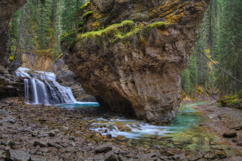 Картинка природа водопады лес река водопад скалы