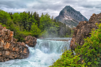 Картинка природа водопады скалы водопад река