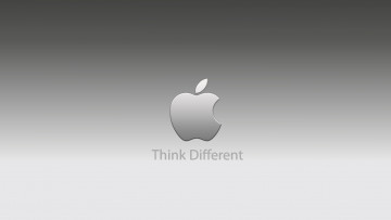 Картинка компьютеры apple слоган девиз надпись логотип яблоко серый фон
