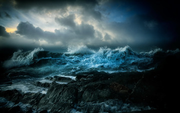 Картинка природа стихия волны море пейзаж скалы