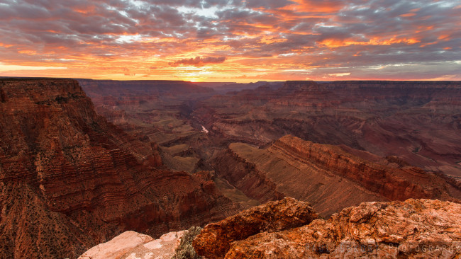 Обои картинки фото природа, горы, grand, canyon, закат, скалы, сша, небо, каньон