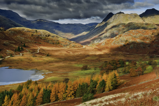 Обои картинки фото природа, горы, лес, осень, англия, великобритания